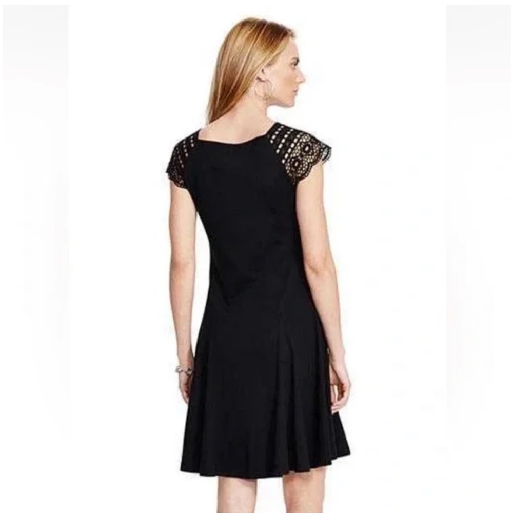 Lauren by Ralph Lauren Petite Black Crochet Lace Cap Sleeve Dress - size PS - Picture 2 of 13